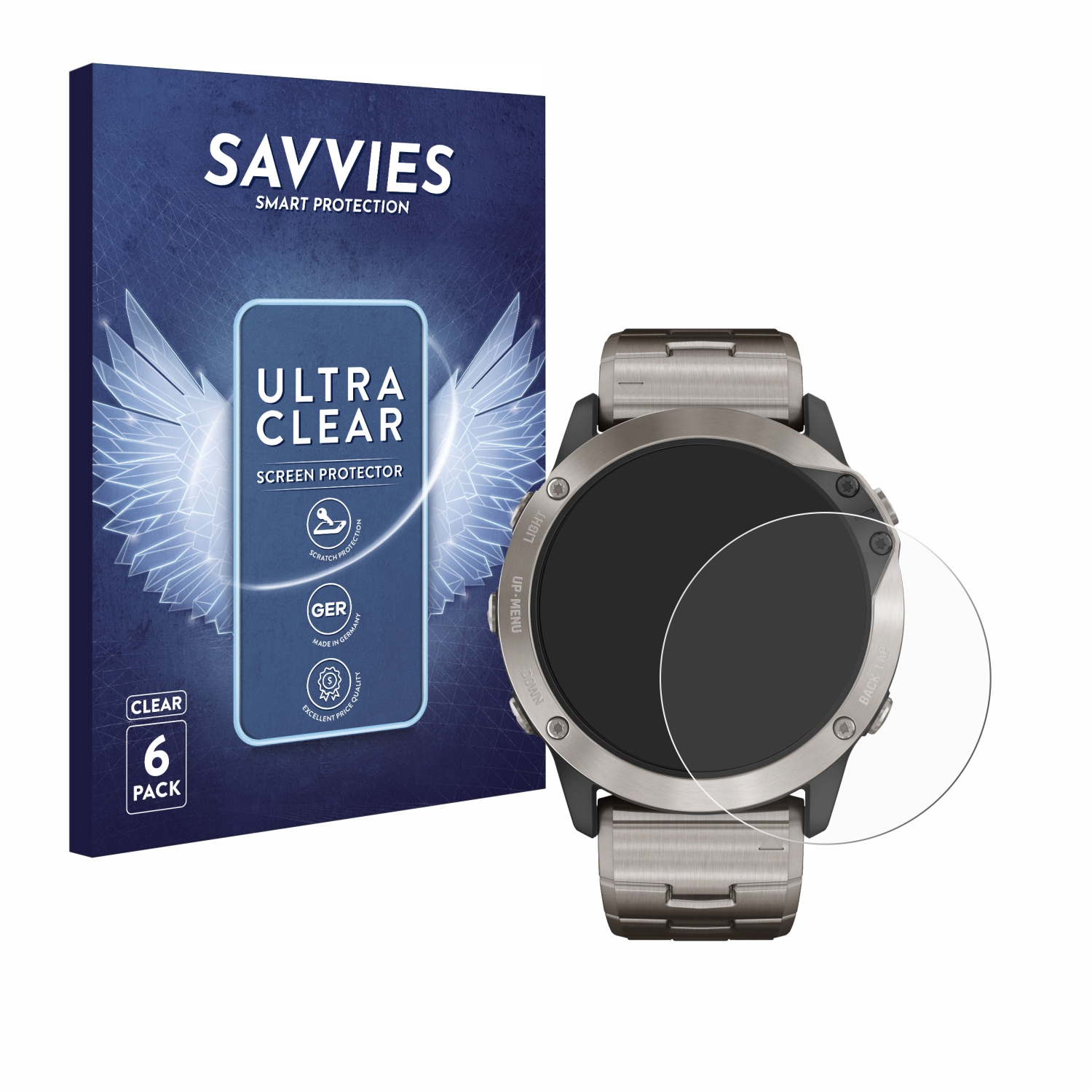 SAVVIES 6x klare 6x quatix Garmin Schutzfolie(für Solar)