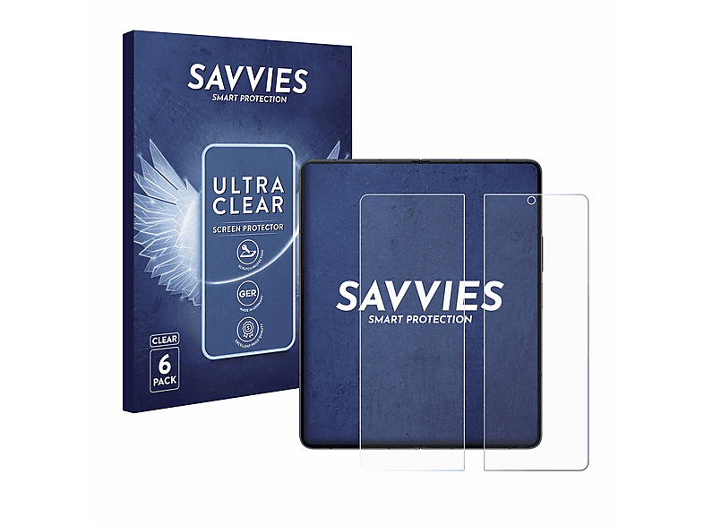 SAVVIES 6x klare Schutzfolie(für Samsung Galaxy Z Fold 5)