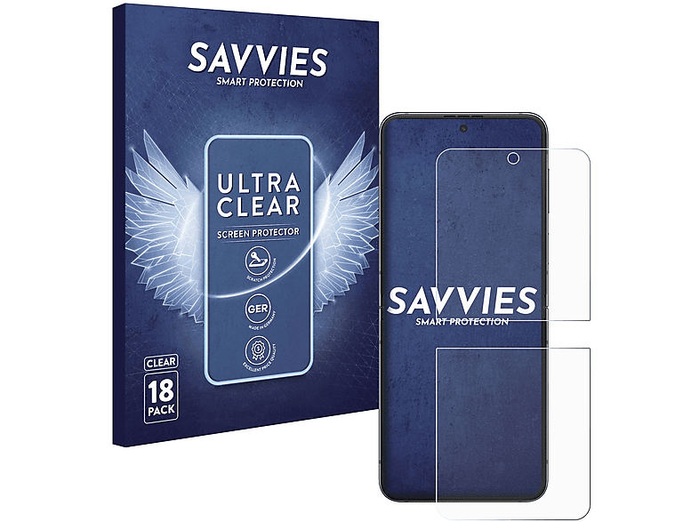 SAVVIES 18x klare Galaxy Schutzfolie(für Z 5) Flip Samsung