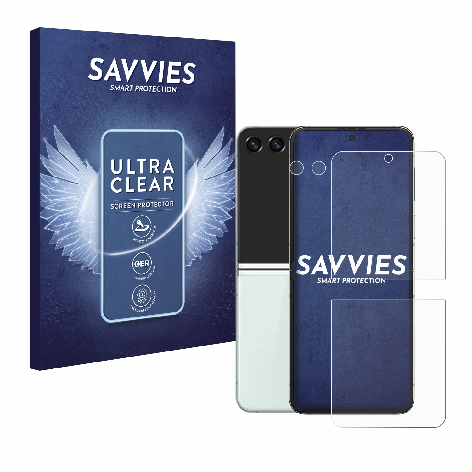Galaxy 5) SAVVIES Schutzfolie(für Z 18x Samsung Flip klare