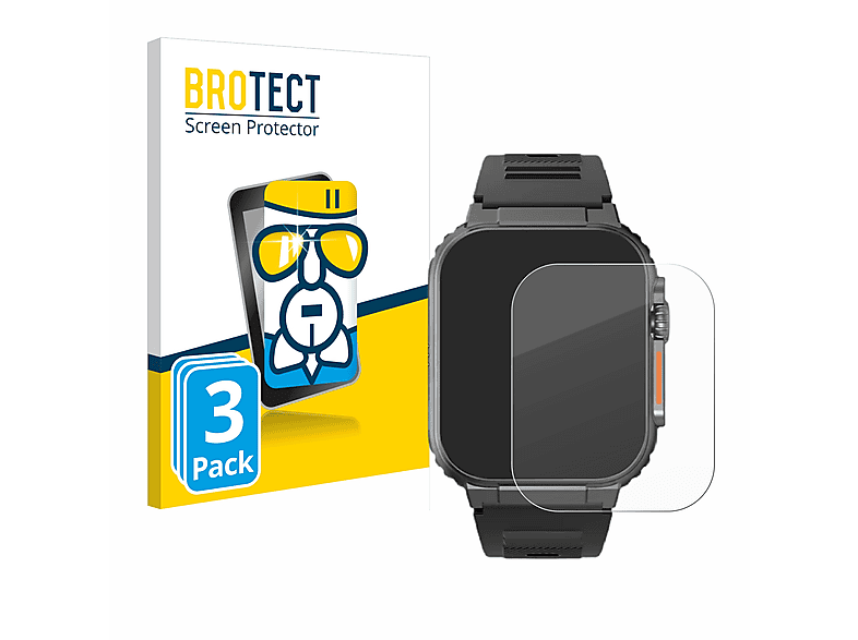 BROTECT 3x Airglass klare Schutzfolie(für Njord Gear The Indestructible Smartwatch Ultra)