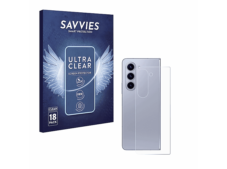 SAVVIES 18x klare Galaxy Z 5) Fold Samsung Schutzfolie(für