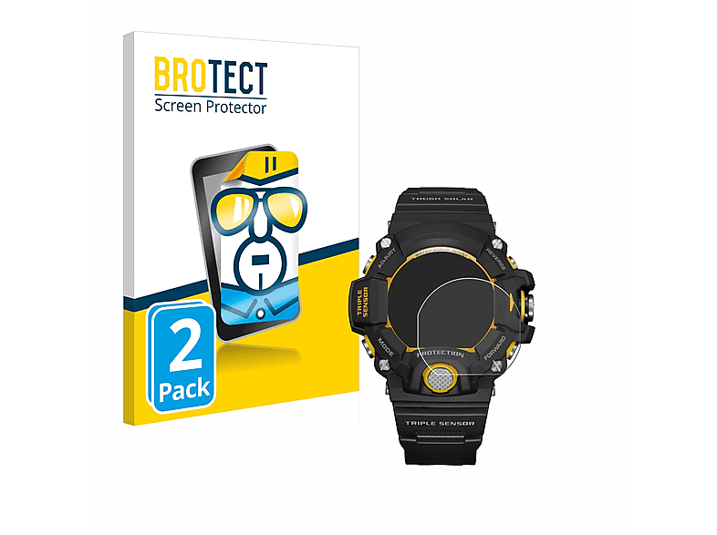 BROTECT 2x klare Schutzfolie(für Casio G-Shock GW-9400Y-1)