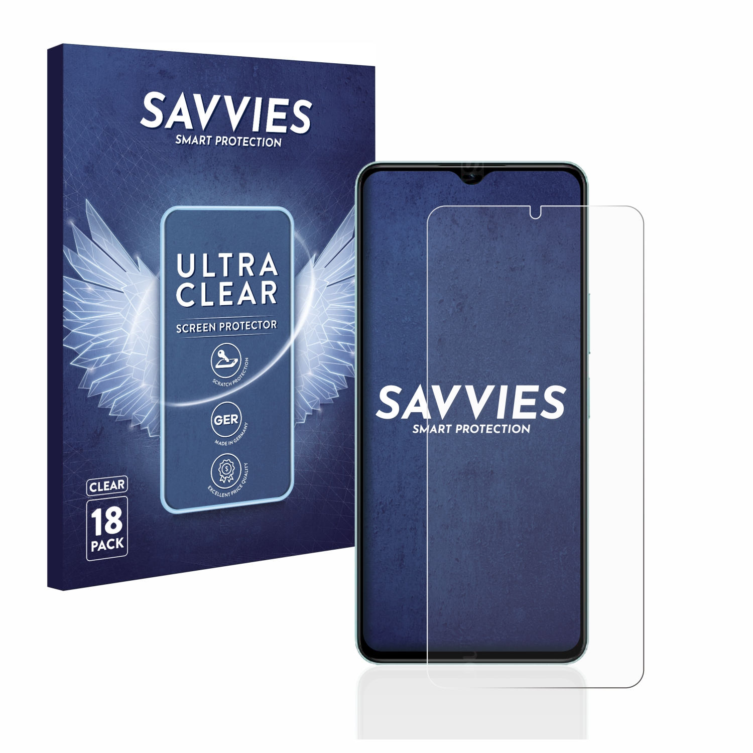 SAVVIES 18x klare Schutzfolie(für Vivo Y35 Plus)
