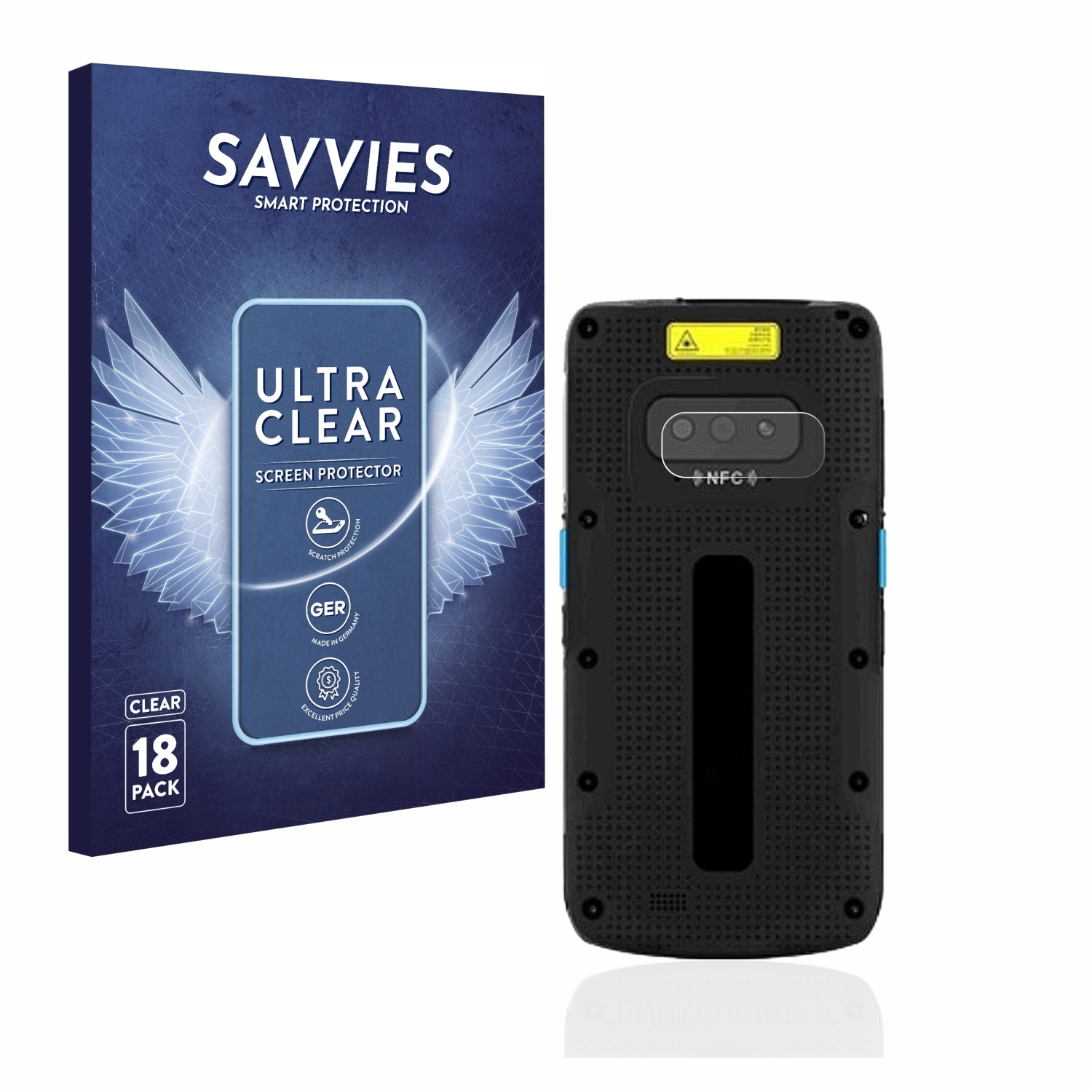 SAVVIES 18x klare Schutzfolie(für Unitech Plus) EA500P