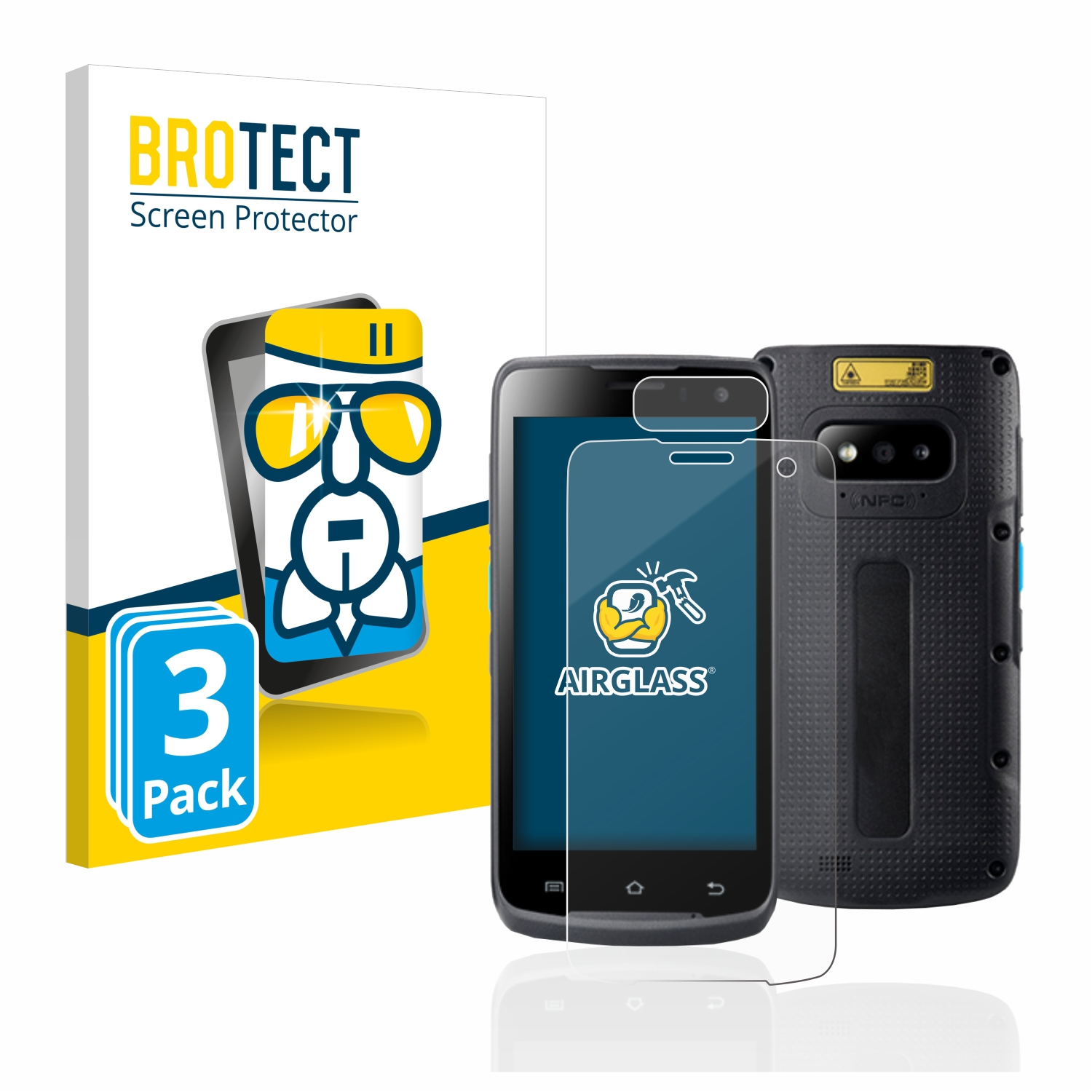 BROTECT 3x Airglass Plus) Unitech klare Schutzfolie(für EA500P