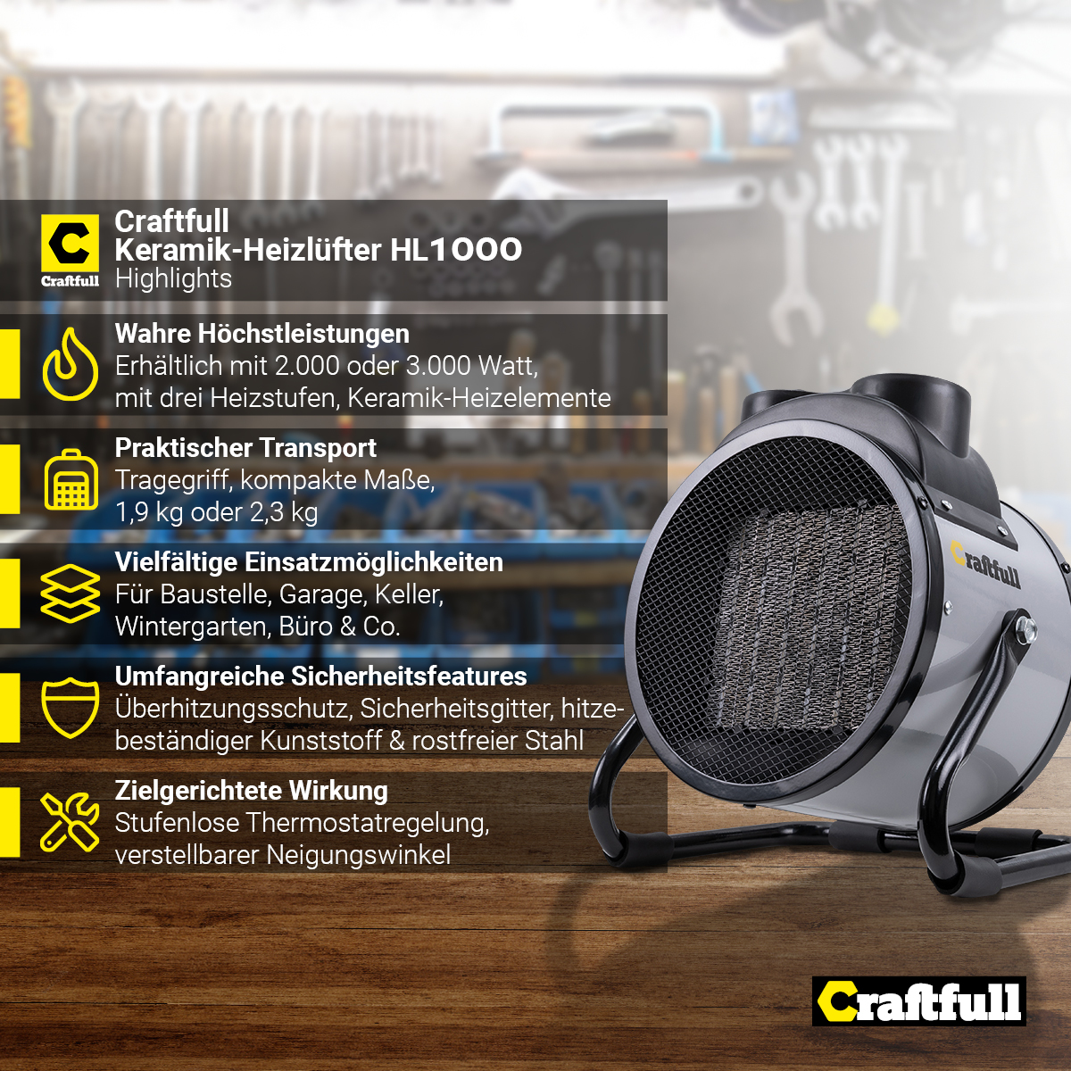 CRAFTFULL HL1000 (3000 Heizlüfter Watt)