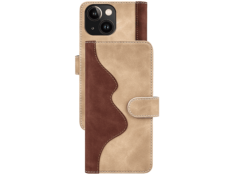 WIGENTO 2farbige Book Wallet Braun iPhone Kreditkarten & Apple, Fach, Tasche Bookcover, 15, Geld mit