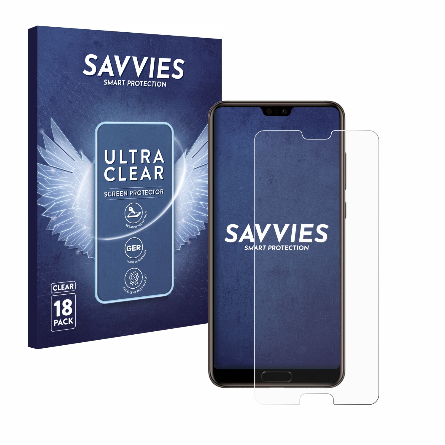 SAVVIES 18x klare Schutzfolie(für P20) Huawei
