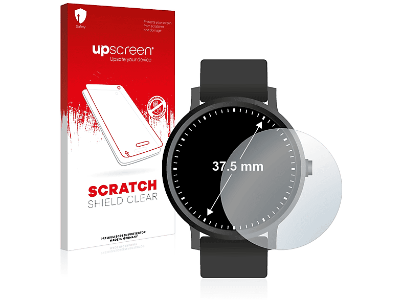 UPSCREEN Kratzschutz klare Schutzfolie(für Universal Armbanduhren (Kreisrund, ø: 37.5 mm))