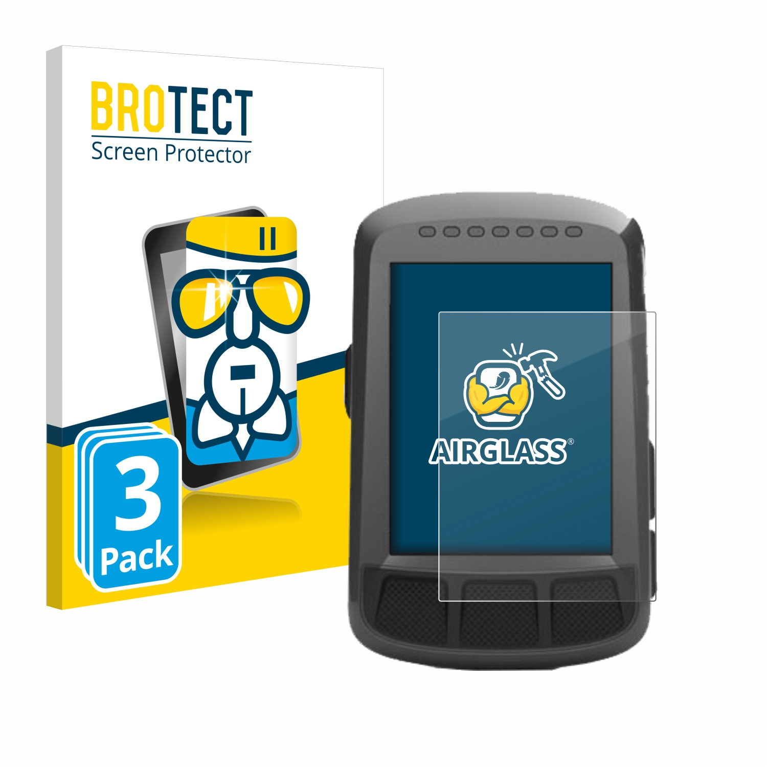 BROTECT 3x Airglass klare Schutzfolie(für GPS) Elemnt Bolt Wahoo