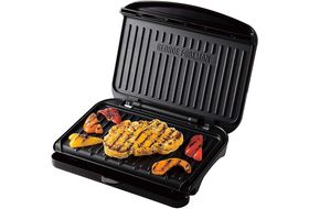 Taurus Asteria - Grill y plancha de asar, 2200W, placas de 28 x 22 cm,  parrilla eléctrica con regulador de temperatura, apertura 180º, asa de  toque frío, antiadherente libre de PFOA, Negro/Inox 