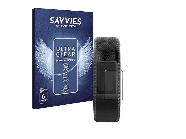 SAVVIES 6x klare Schutzfolie(für Garmin Vivosport) | Smartwatch Schutzfolien & Gläser