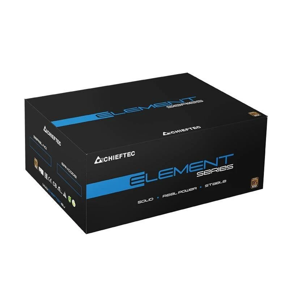 Una scatola nera e blu con le parole 'ELEMENT SERIES' e 'CHIEFTEC'.