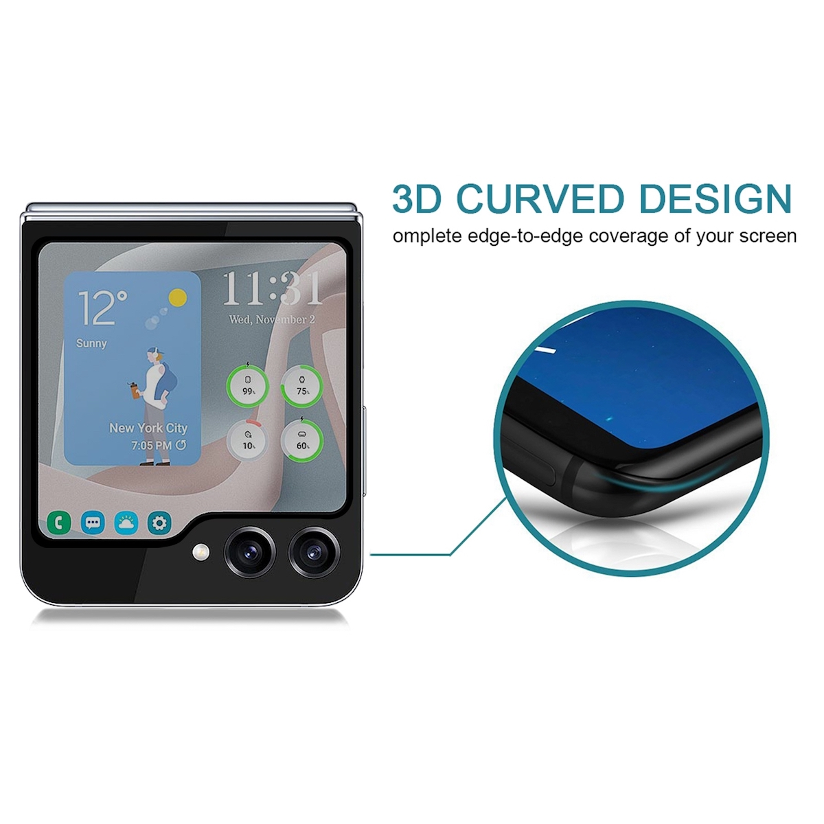 3D 5G) Privacy Hart 0,3mm H9 Glas Z Samsung Screen Schutzglas(für Small Flip5 WIGENTO Galaxy