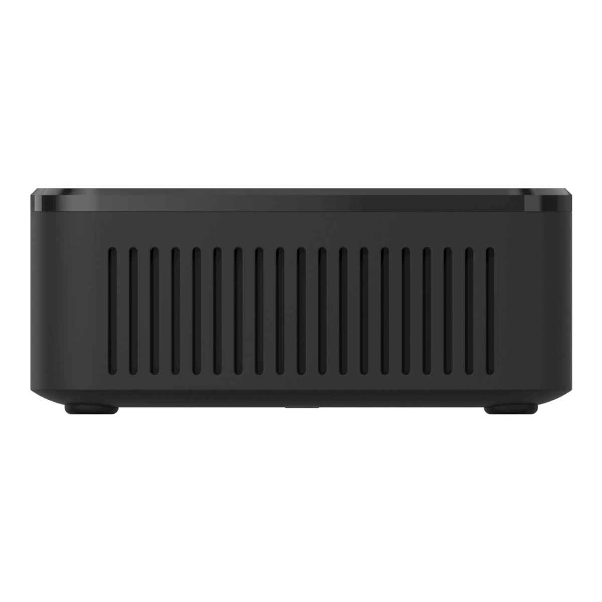 Dispositivo nero rettangolare con fessure verticali su sfondo bianco.