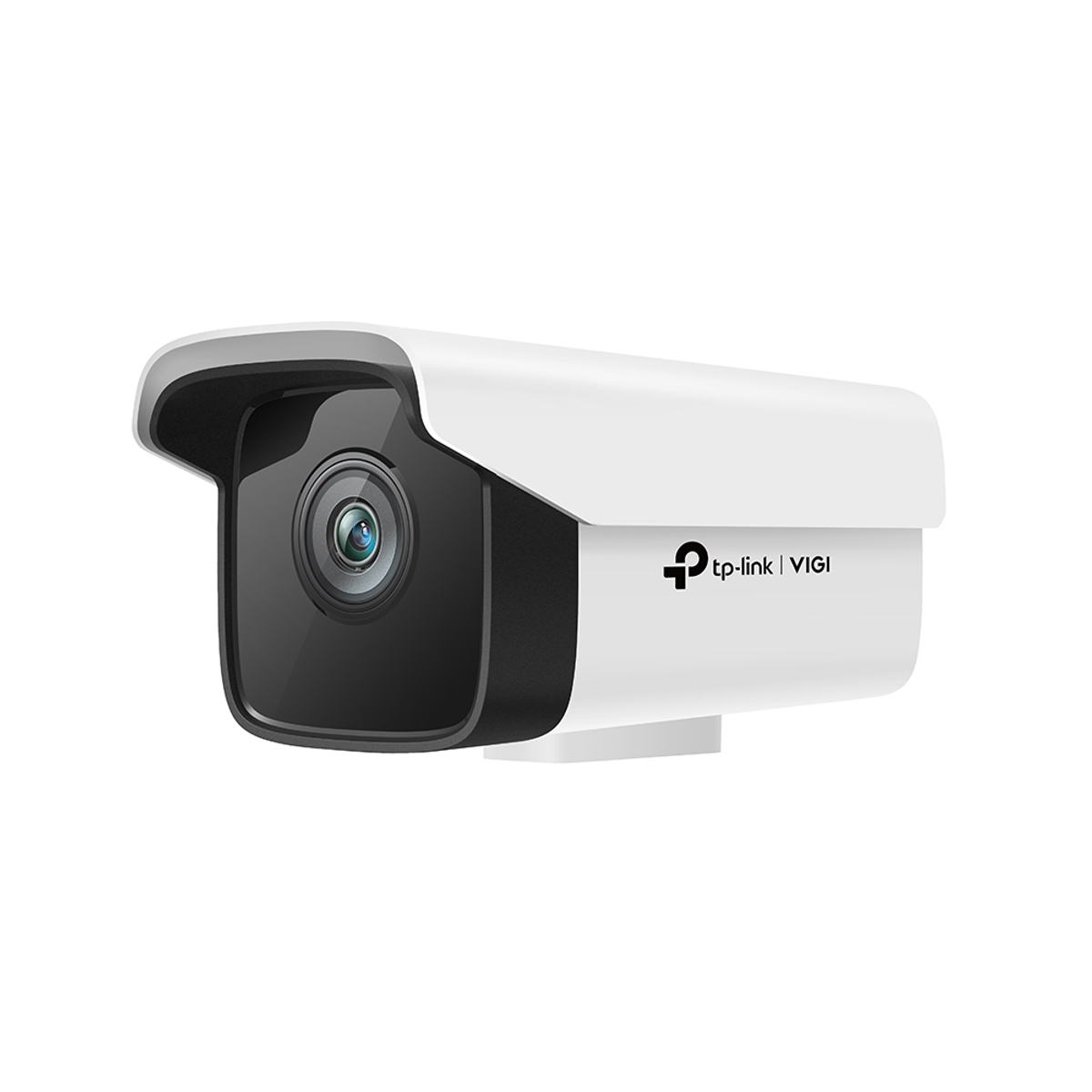 Telecamera di sicurezza TP-Link VIGI bianca. Sfondo bianco.