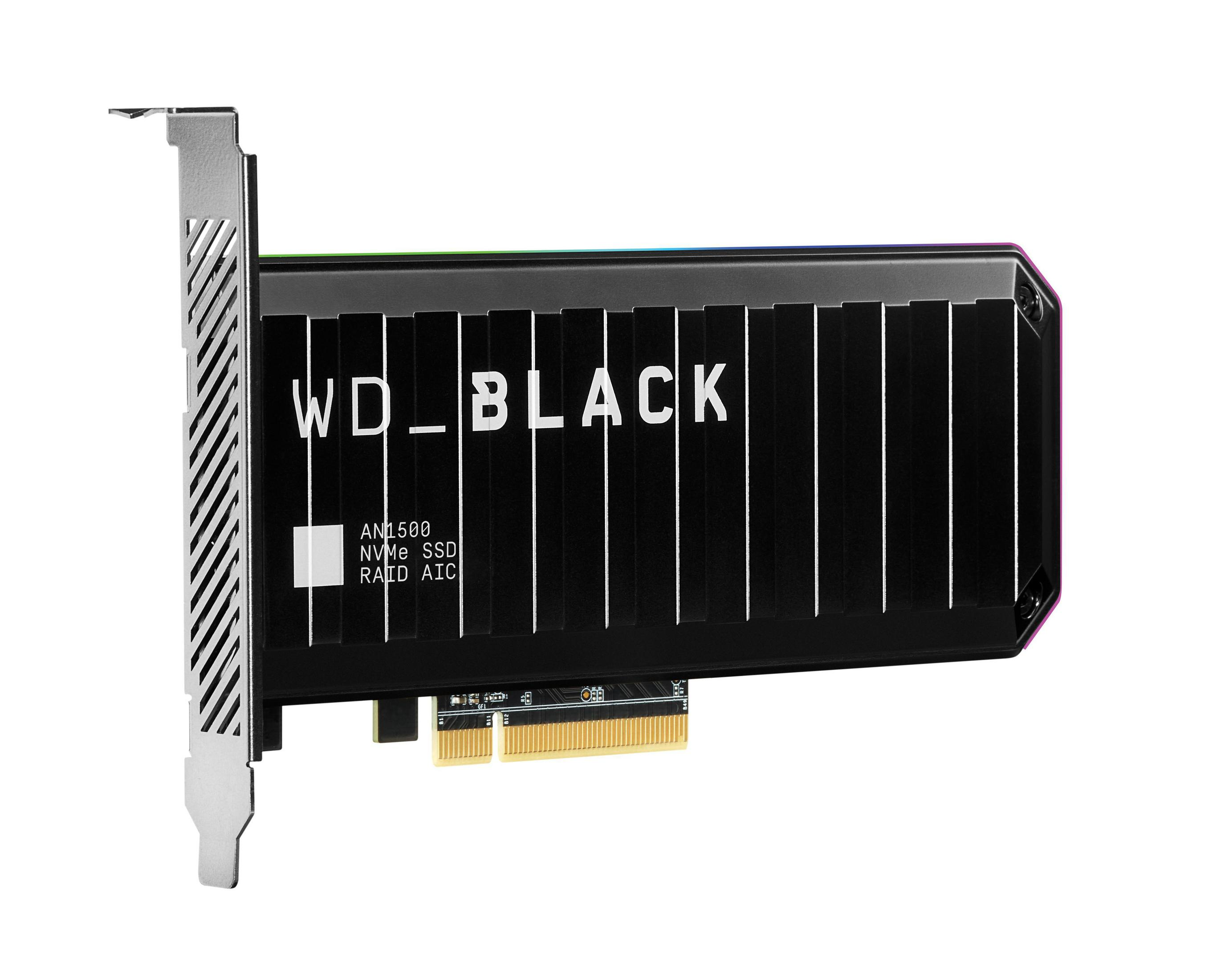 WD_BLACK NVMe SSD-Karte mit einem Metallkühlkörper. Es ist schwarz und silber.