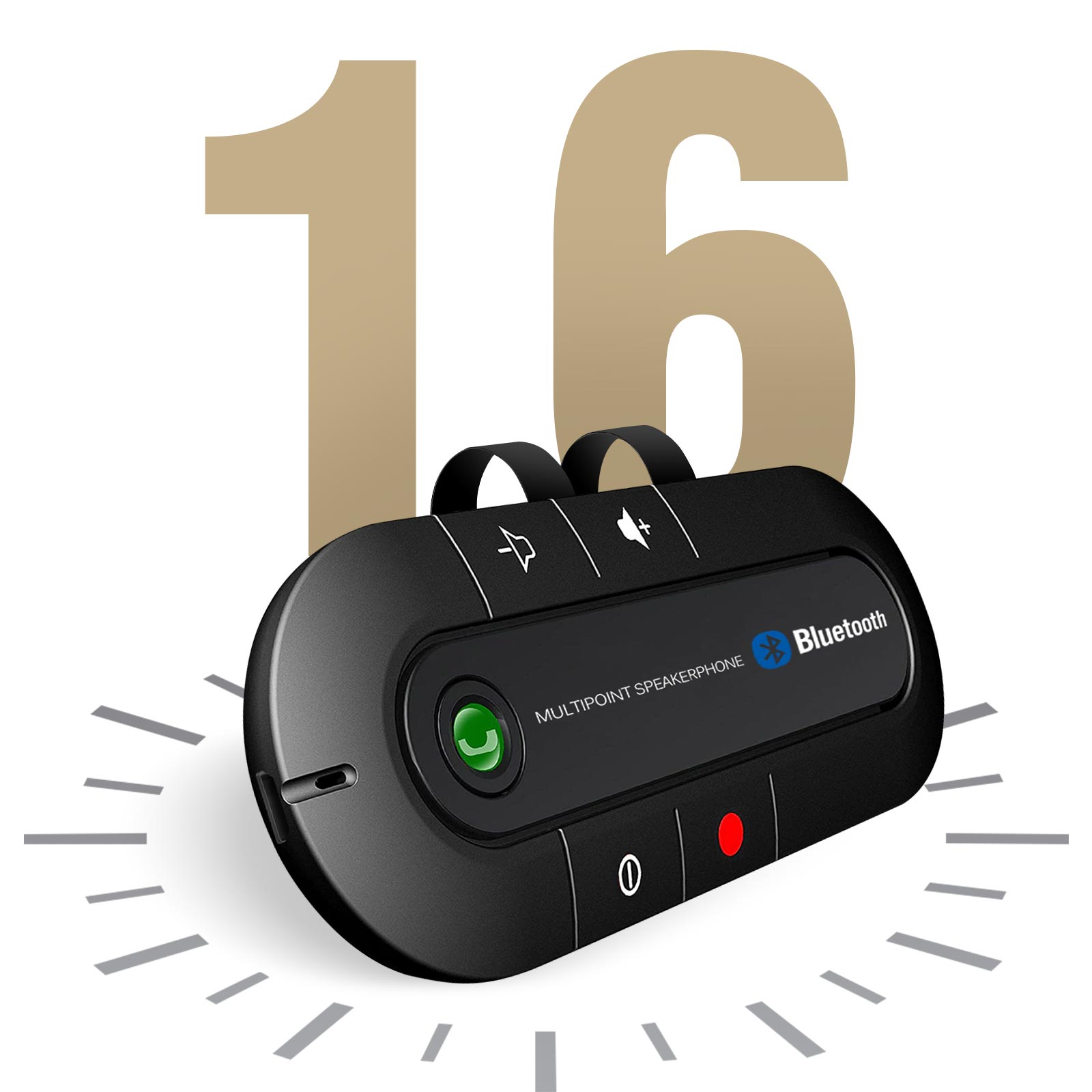 Vivavoce Bluetooth nero con pulsanti, 
