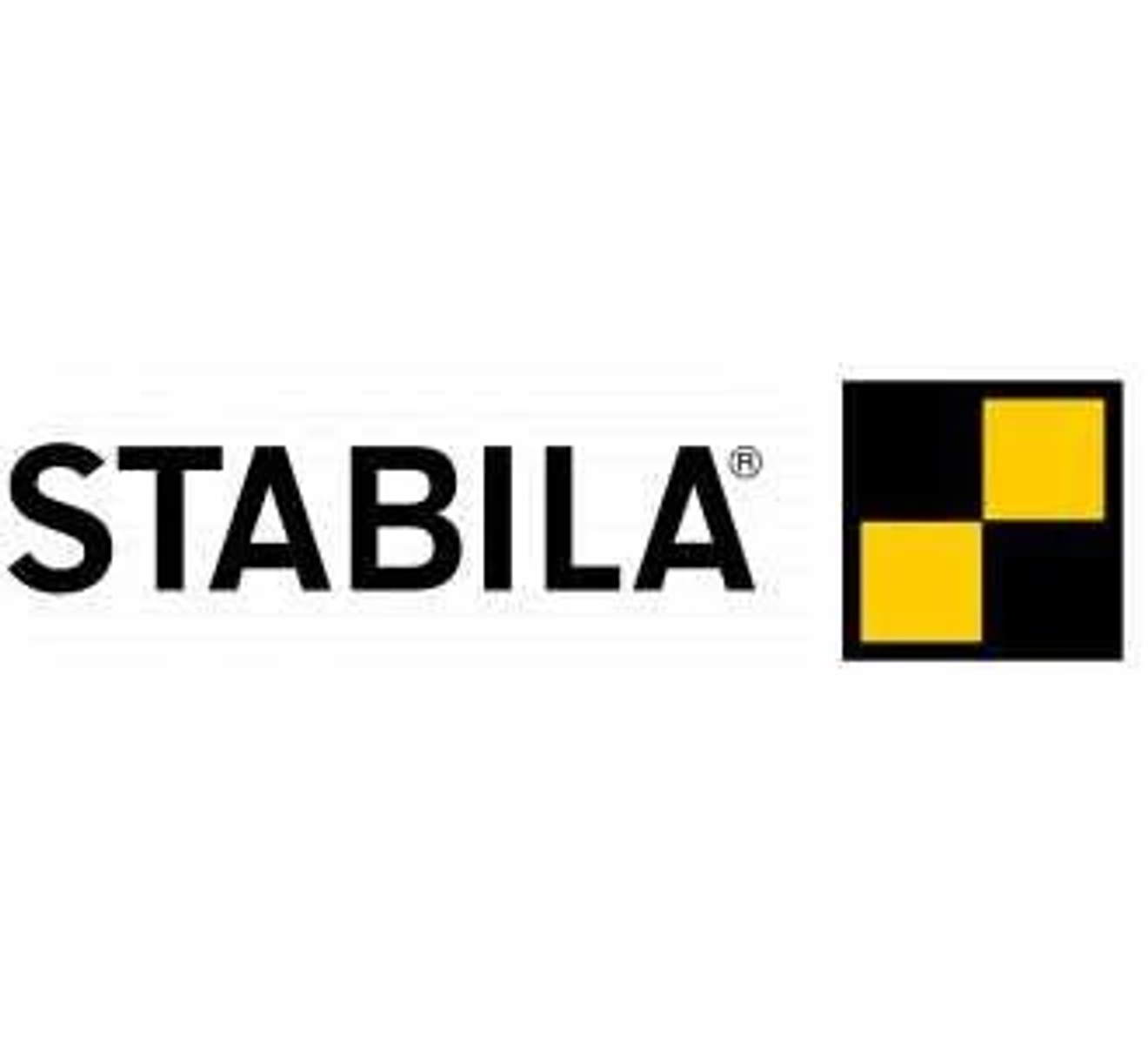Weißer Hintergrund mit dem STABILA-Logo und einem gelb-schwarzen Quadrat.