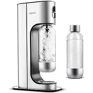 AQVIA Exclusive Sprudelwasser-Maschine mit extra Flasche, Stahl Wassersprudler Silber