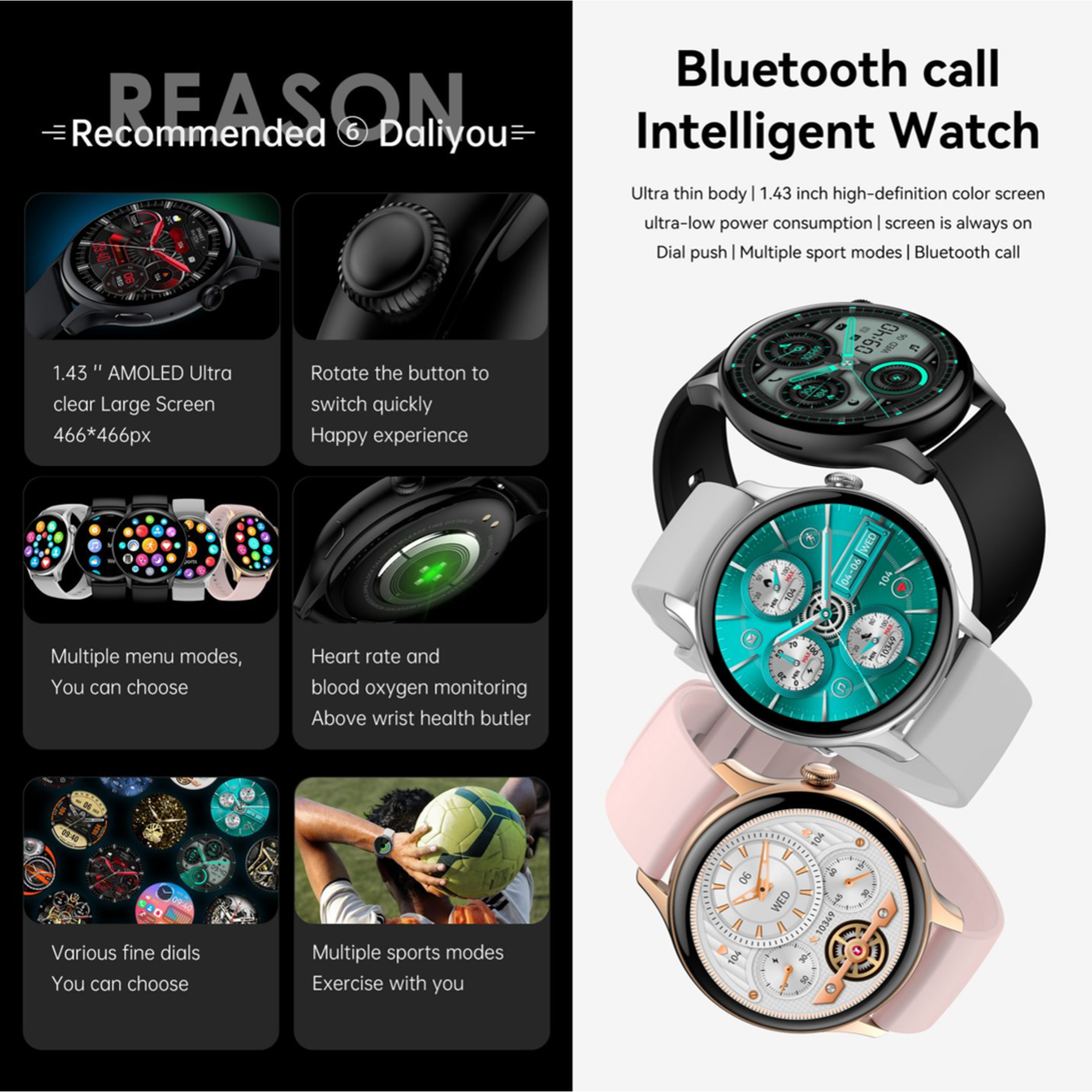 Smartwatche z różnymi interfejsami. Jeden pokazuje czas, drugi dane fitness.