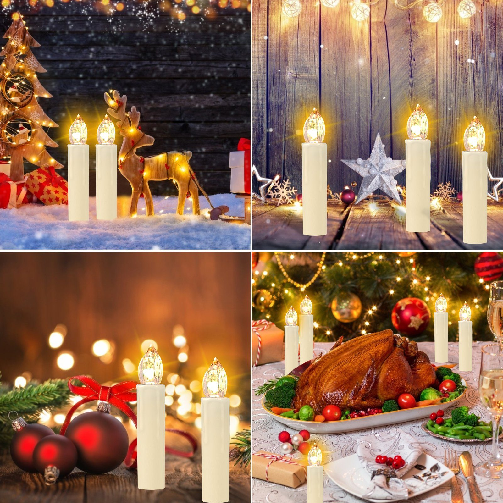 kabellose GOTOLL Weihnachtskerzen, Creme CH010-B Beige LED-Kerze 10 LED