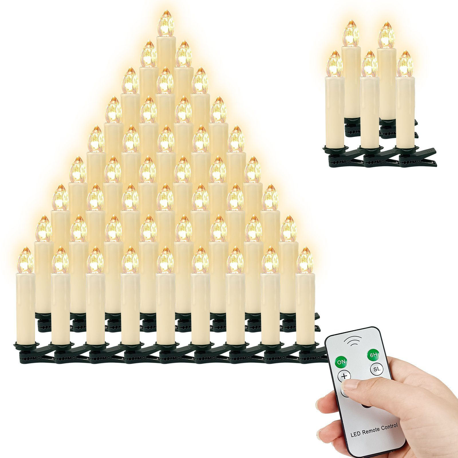 Weihnachtskerzen, CH040-B kabellose LED 40 LED-Kerze Beige Creme GOTOLL