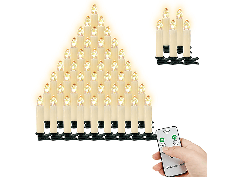 GOTOLL CH050-B 50 Beige kabellose LED-Kerze Weihnachtskerzen, Creme LED