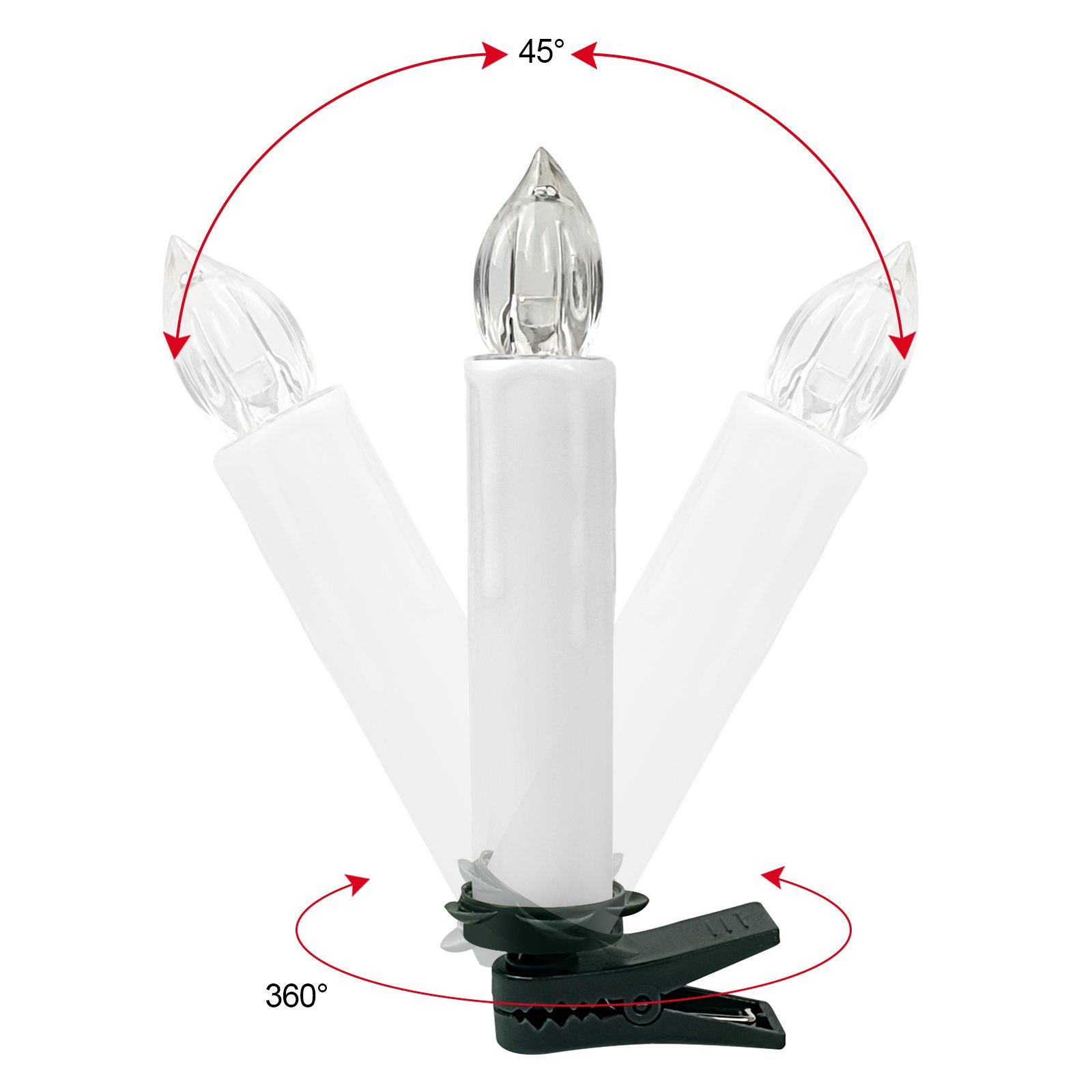 OZAVO CH010-WE 10 Weiß kabellose LED LED-Kerze Weihnachtskerzen, Weiß