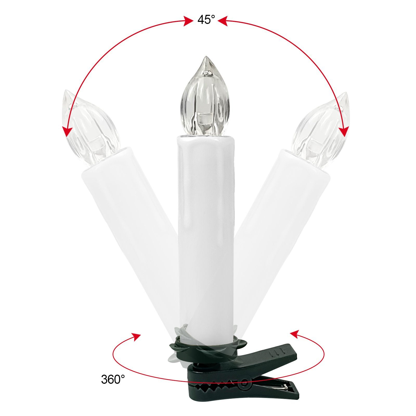 LED-Kerze OZAVO LED Weiß Weiß Weihnachtskerzen, 10 kabellose CH010-WE