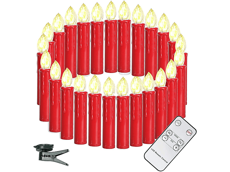 GOTOLL CH040-RE 40 Rot kabellose LED-Kerze LED Weihnachtskerzen, Rot
