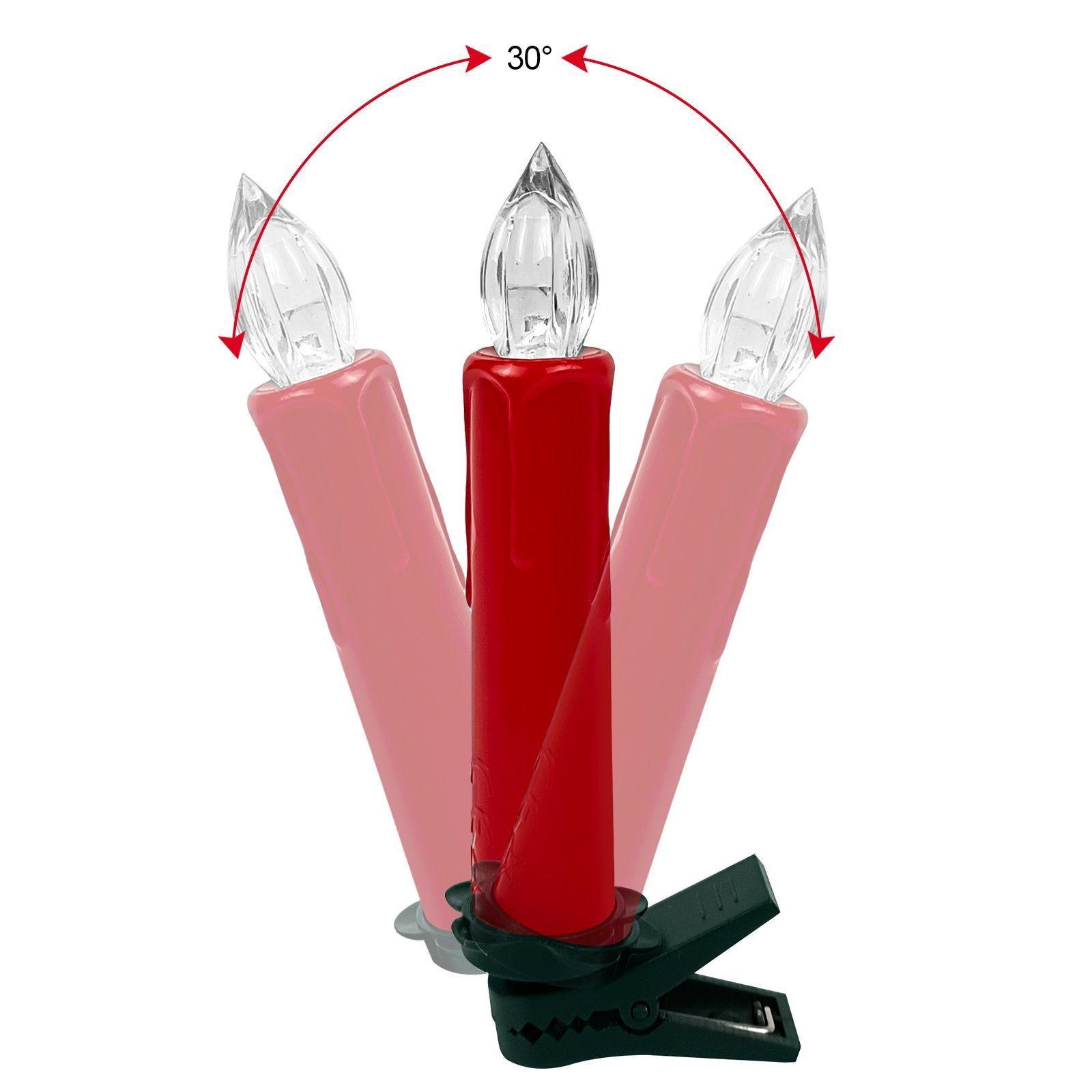 LED kabellose GOTOLL CH040-RE Weihnachtskerzen, Rot LED-Kerze Rot 40