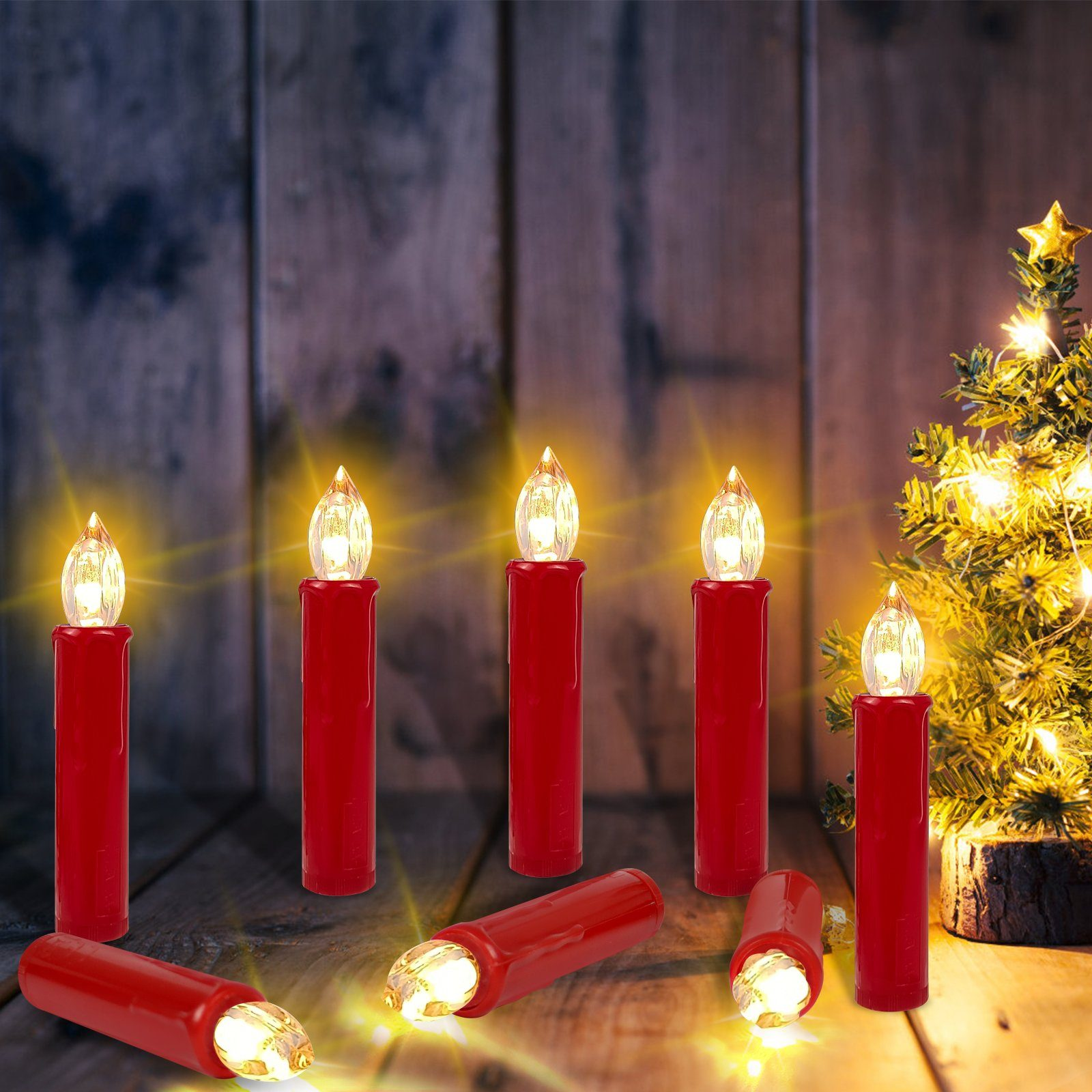 Weihnachtskerzen, Rot LED-Kerze kabellose GOTOLL LED Rot CH030-RE 30