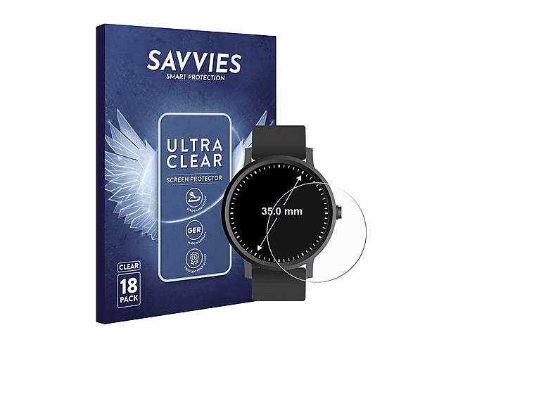 SAVVIES 18x klare Schutzfolie(für Universal Kreisrunde Displays (ø: 35 mm))