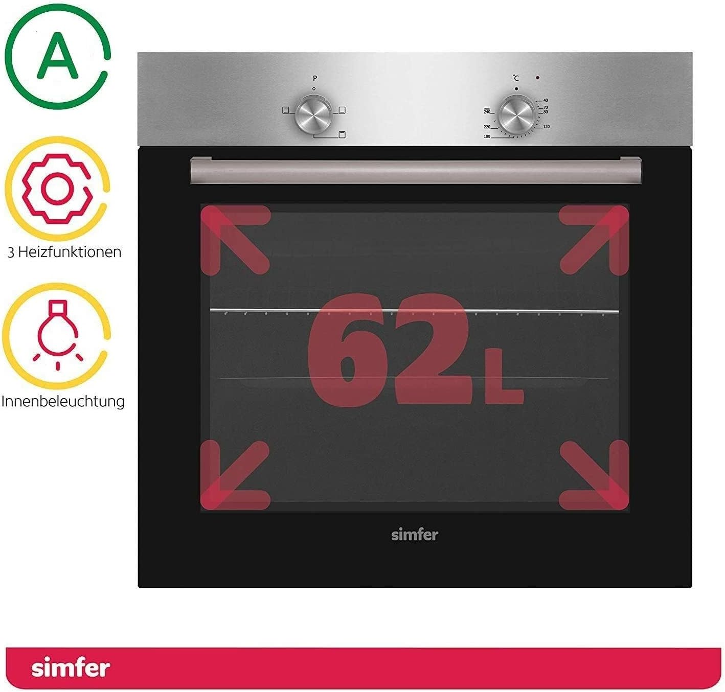 3 Einbau SIMFER l) Knöpfe, Autark, Herdset Funktionen, 62 – (Glaskeramikkochfeld, Herdset A, Kindersicherung, Türgriff Aluminium