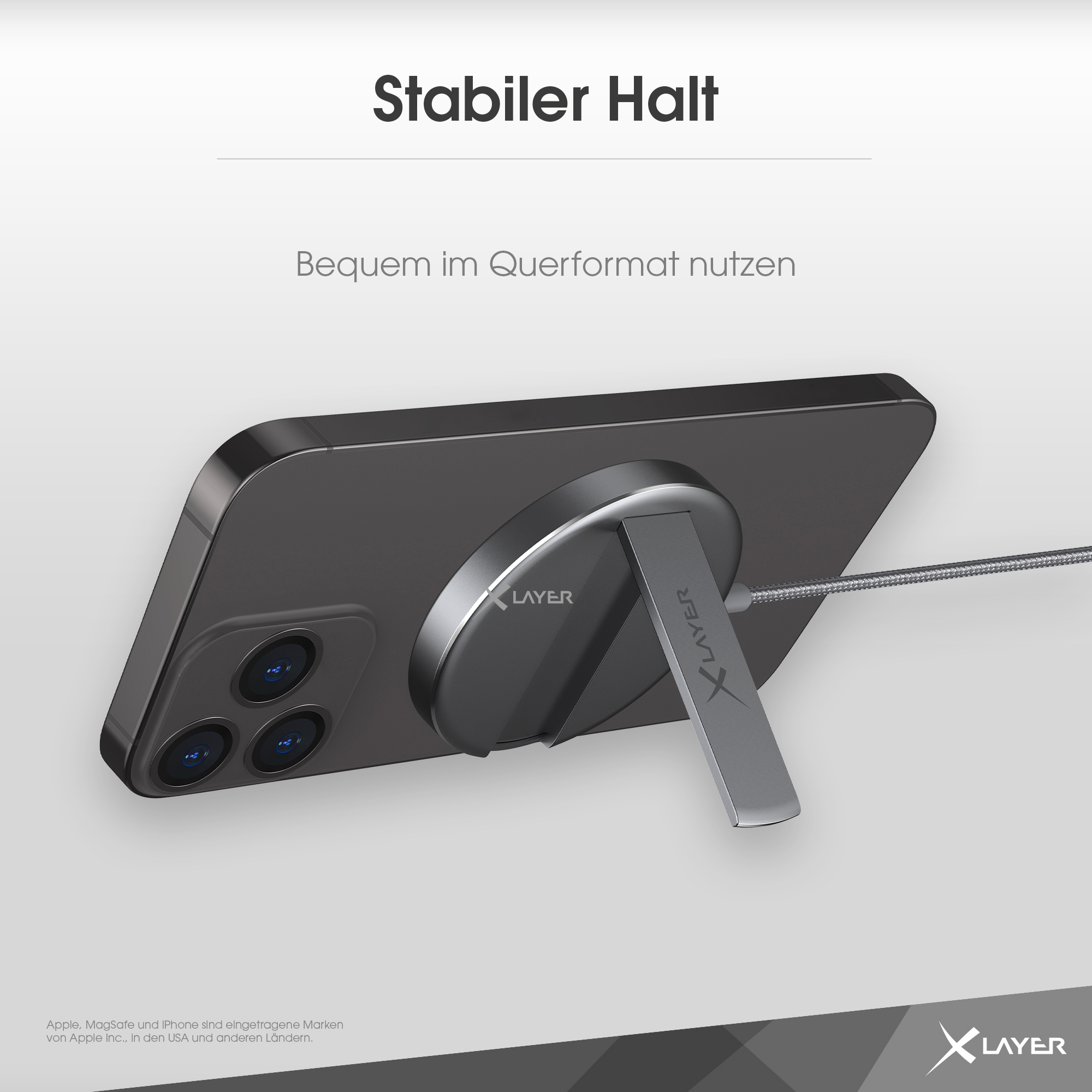 XLAYER MagFix Pro Magsafe StandBy Spacegrey iOS 17 Ladegerät Apple
