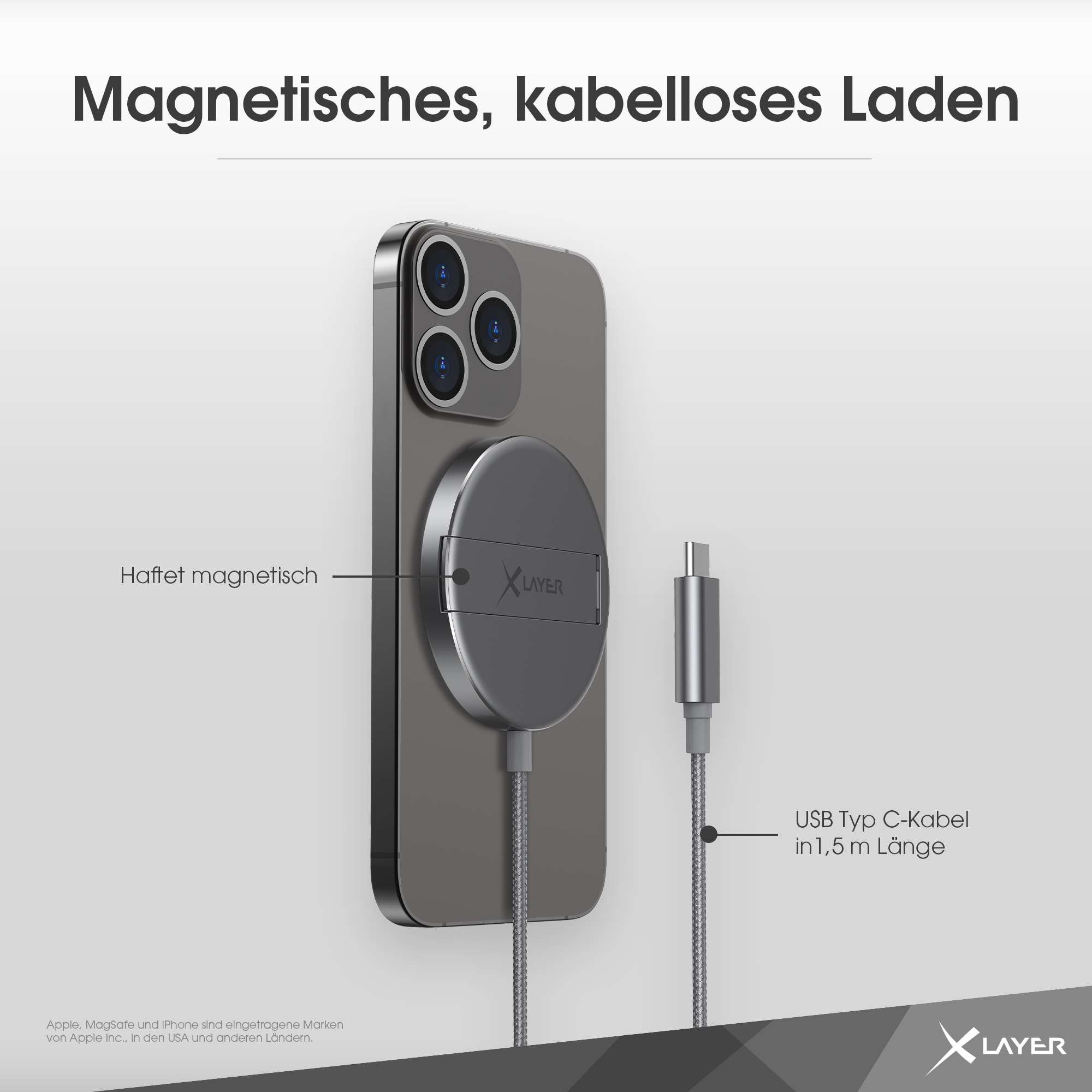 XLAYER MagFix Pro 17 Spacegrey Ladegerät Apple, iOS Magsafe StandBy