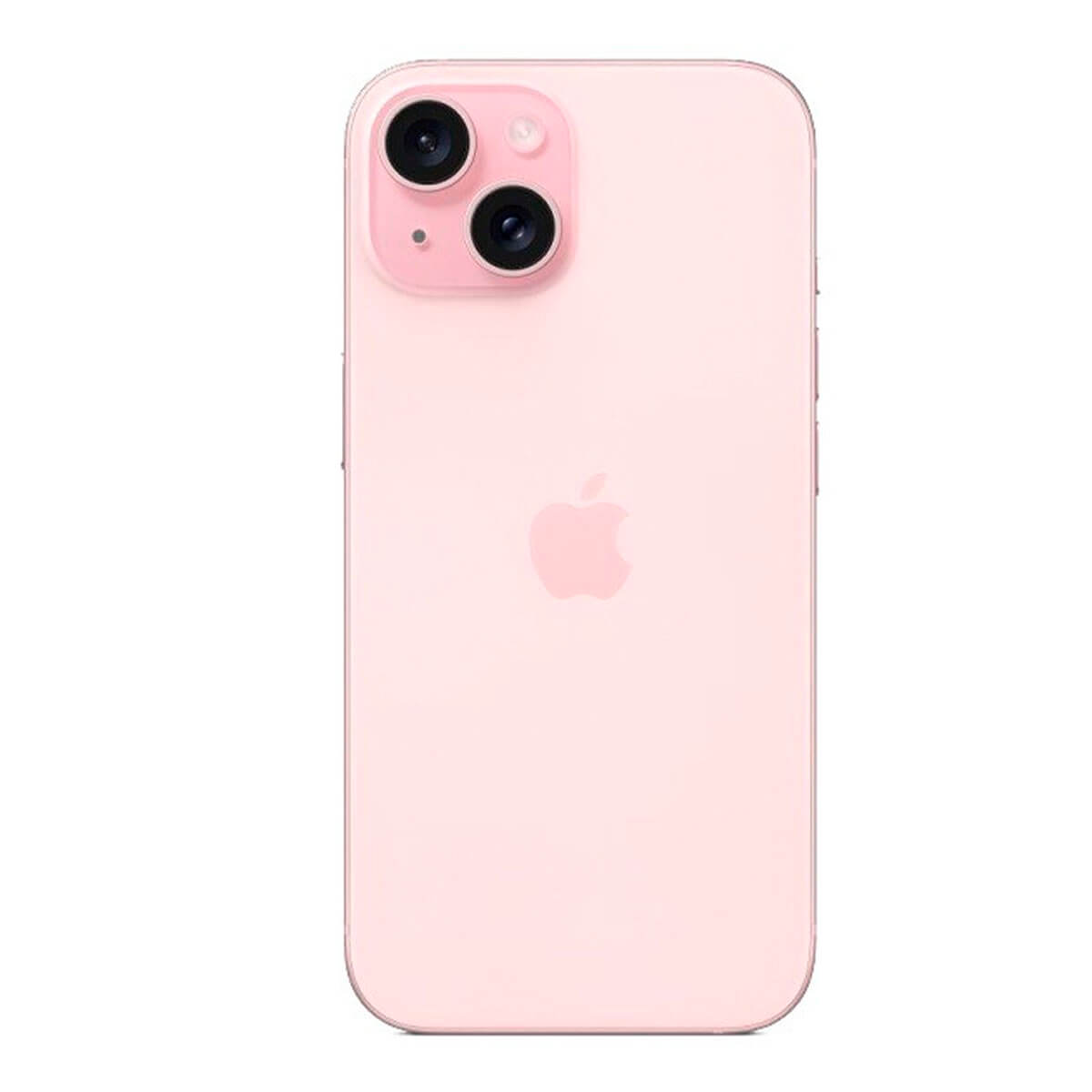 Pokazano różowy iPhone 14 Pro, tyłem do przodu. Ma system podwójnego aparatu.