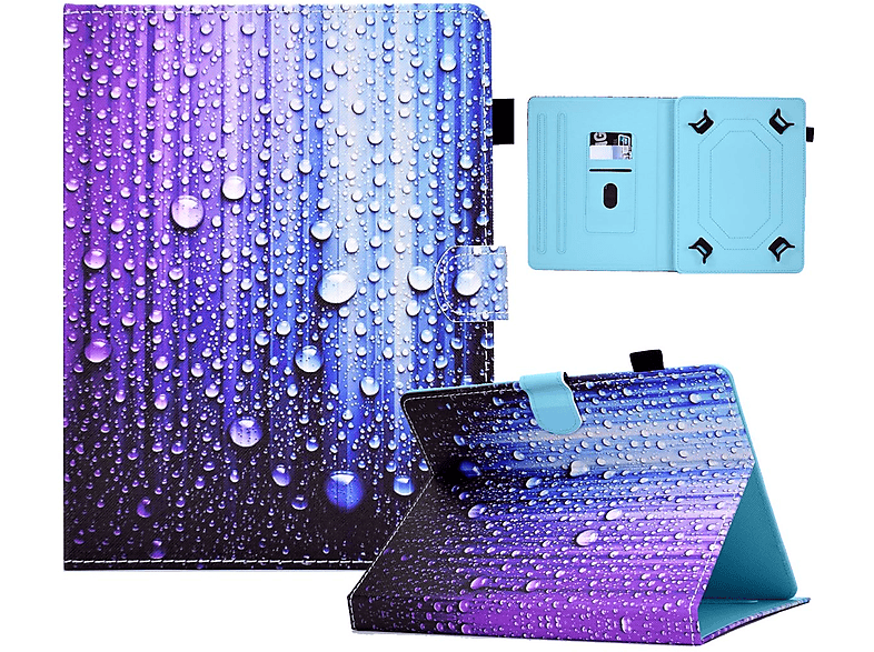 WIGENTO Aufstellbare Universelle Motiv Kunstleder Tasche Tablethülle Full Cover für Samsung Kunststoff / Silikon / Kunstleder, Blau mit Druck