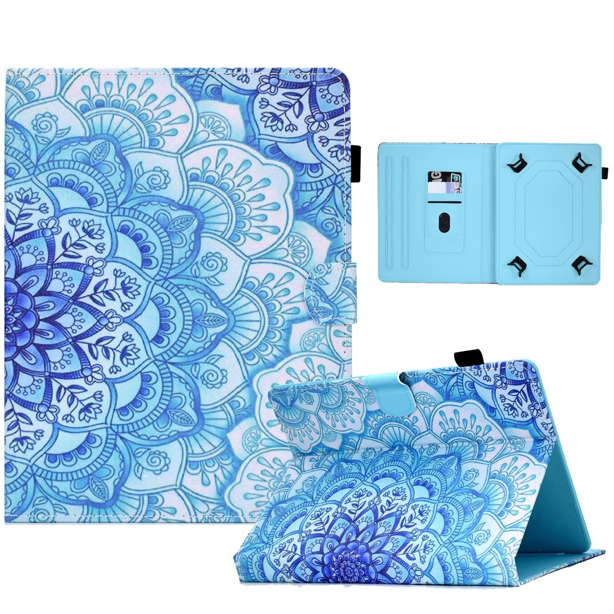 Tasche Universelle Kunstleder Kunststoff Aufstellbare Blau Tablethülle WIGENTO Motiv / Cover Kunstleder, / mit Druck für Silikon Teclast Full