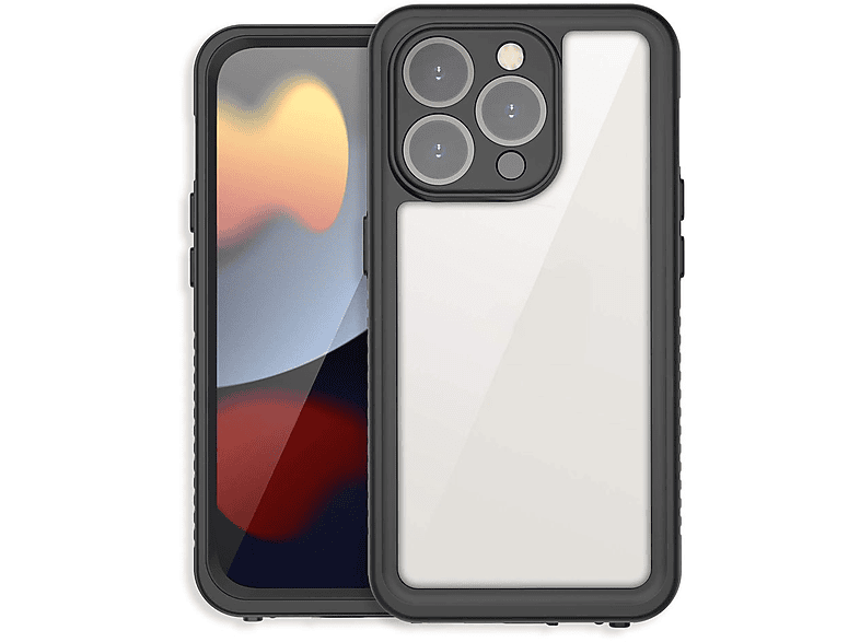 WIGENTO 360 Grad Wasserdichte Full Body Hülle, Full Cover, Apple, iPhone 15 Pro Max, Schwarz | Fullcover