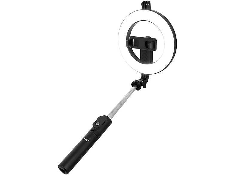 LINQ Selfie Stick + Ringlicht 0.7 Höhe m offen Schwarz, bis Ringlichter