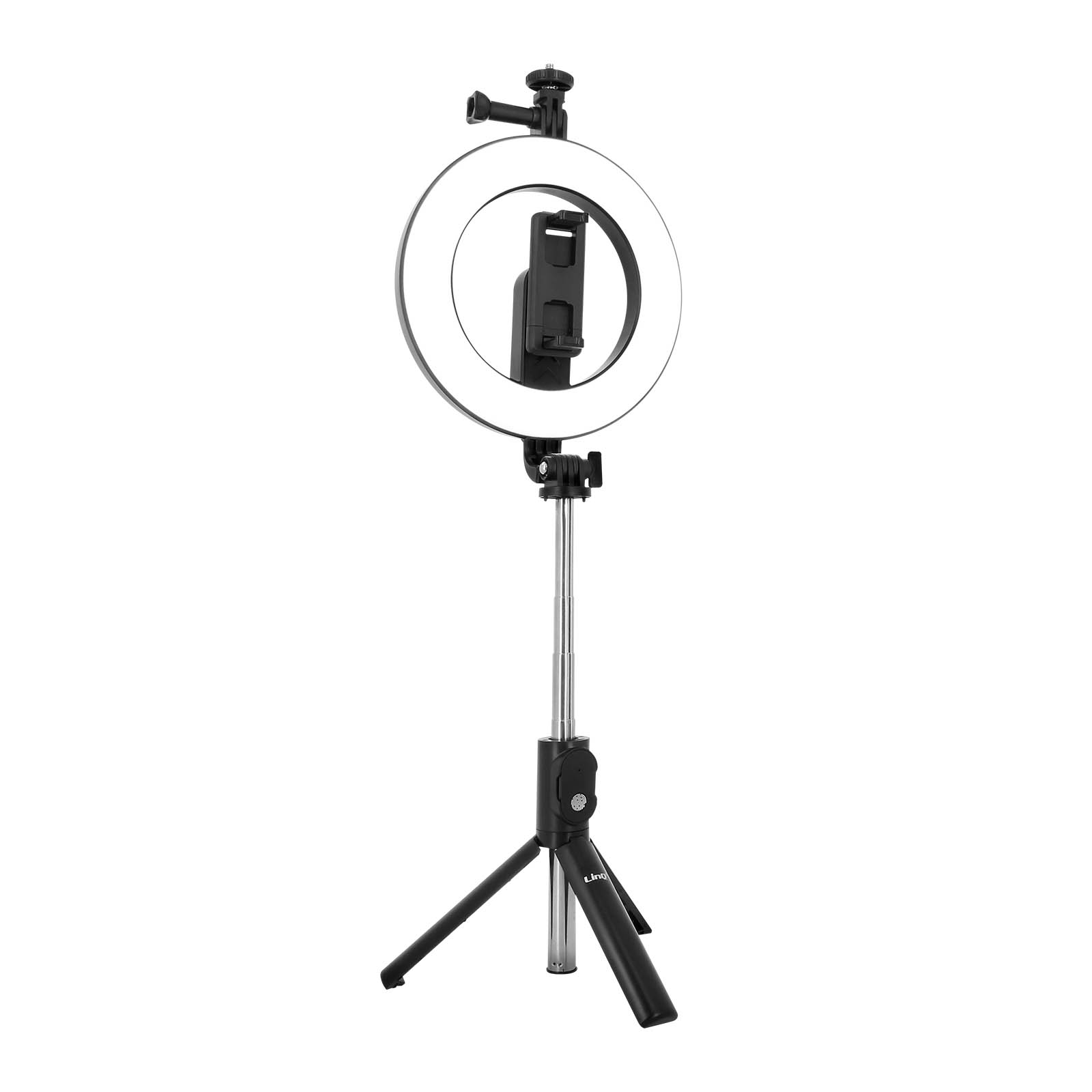 LINQ Selfie Stick + Ringlicht 0.7 Höhe m offen Schwarz, bis Ringlichter