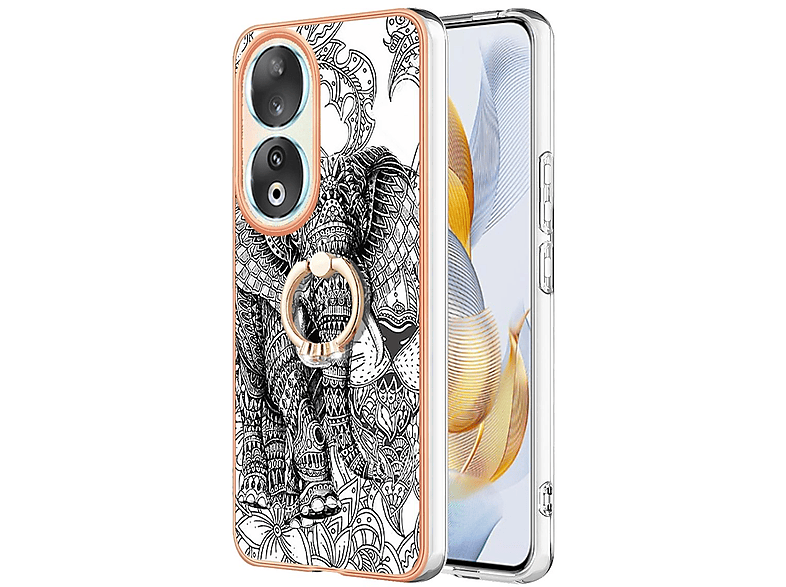 WIGENTO TPU / PC 5G, Feel Weiß 90 + Ring, Backcover, Design Honor, mit Hülle Druck