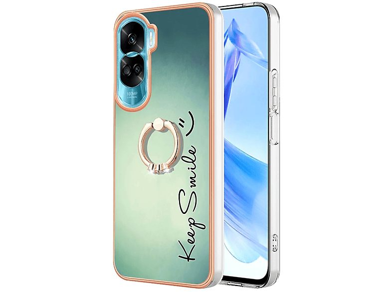 Feel TPU Hülle / Honor, 90 Blau PC WIGENTO Lite, Backcover, Design Druck + mit Ring,