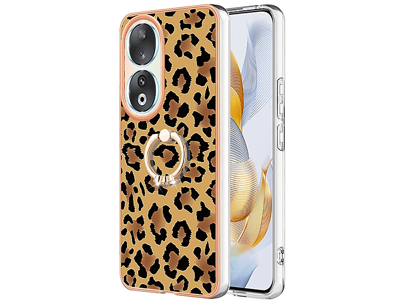 WIGENTO TPU / PC Design Feel Hülle + Ring, Backcover, Honor, 90 5G, Gelb mit Druck