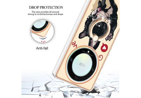 WIGENTO TPU / PC Design Feel Hülle + Ring, Backcover, Honor, Magic 5 Lite,  Weiß mit Druck