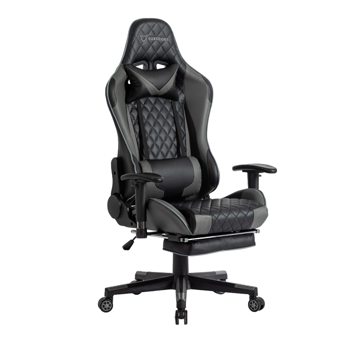 FOXSPORT Stuhl mit Beinstütze Gaming-Stuhl, Schwarz schwarz