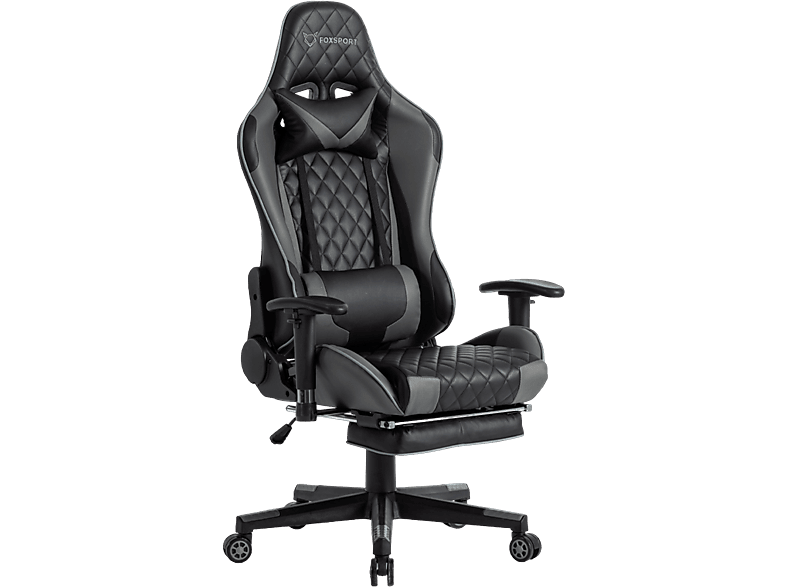 Gaming-Stuhl, schwarz Schwarz Stuhl Beinstütze FOXSPORT mit